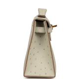 Hermes Kelly Pochette Gris Perle Ostrich Gold Hardware - Thumbnail View 3