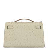 Hermes Kelly Pochette Gris Perle Ostrich Gold Hardware - Thumbnail View 4