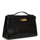 Hermes Kelly Pochette Black Varanus Niloticus Lizard Gold Hardware - Thumbnail View 2
