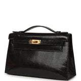 Hermes Kelly Pochette Black Varanus Niloticus Lizard Gold Hardware - Thumbnail View 5