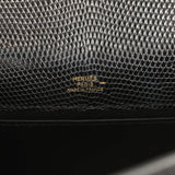 Hermes Kelly Pochette Black Varanus Niloticus Lizard Gold Hardware - Thumbnail View 7