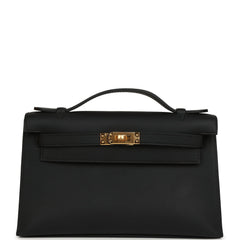 Hermes Special Order (HSS) Kelly Pochette Black Verso Swift Gold Hardware
