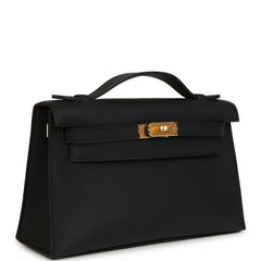Hermes Special Order (HSS) Kelly Pochette Black Verso Swift Gold Hardware