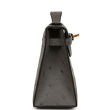 Hermes Kelly Pochette Gris Meyer Ostrich Gold Hardware - Thumbnail View 3
