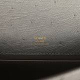 Hermes Kelly Pochette Gris Meyer Ostrich Gold Hardware - Thumbnail View 8