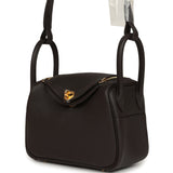 Hermes Mini Lindy II Bai Brun Clemence Gold Hardware - Thumbnail View 5