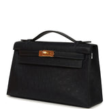 Hermes Kelly Pochette Caban Ostrich Gold Hardware