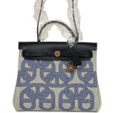 Hermes Herbag Zip PM 31 "Circuit 24" Bleu Royal, Ecru Toile H Canvas and Bleu Indigo Vache Hunter Leather Gold Hardware - Thumbnail View 1