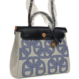 Hermes Herbag Zip PM 31 "Circuit 24" Bleu Royal, Ecru Toile H Canvas and Bleu Indigo Vache Hunter Leather Gold Hardware - Thumbnail View 2