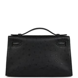 Hermes Kelly Pochette Black Ostrich Gold Hardware - Thumbnail View 4