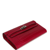 Hermes Kelly Wallet To Go Rose Scheherazade Shiny Alligator Palladium Hardware - Thumbnail View 6