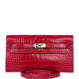 Hermes Kelly Wallet To Go Rose Scheherazade Shiny Alligator Palladium Hardware - Thumbnail View 1