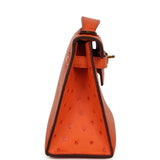 Pre-owned Hermes Kelly Pochette Tangerine Ostrich Gold Hardware - Thumbnail View 3