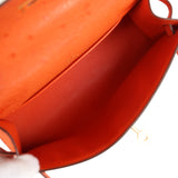 Pre-owned Hermes Kelly Pochette Tangerine Ostrich Gold Hardware - Thumbnail View 7