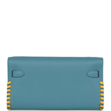 Pre-owned Hermes Kelly To Go Tressage Wallet Blue Jean Epsom and Sun Swift Gold Hardware - Thumbnail View 5