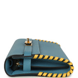 Pre-owned Hermes Kelly To Go Tressage Wallet Blue Jean Epsom and Sun Swift Gold Hardware - Thumbnail View 6