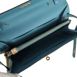 Pre-owned Hermes Kelly To Go Tressage Wallet Blue Jean Epsom and Sun Swift Gold Hardware - Thumbnail View 9