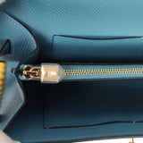 Pre-owned Hermes Kelly To Go Tressage Wallet Blue Jean Epsom and Sun Swift Gold Hardware - Thumbnail View 10