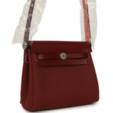 Hermes Herbag Zip 20 Mini Rouge H Toile Militaire Canvas and Vache Hunter Palladium Hardware - Thumbnail View 2