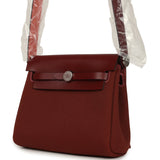 Hermes Herbag Zip 20 Mini Rouge H Toile Militaire Canvas and Vache Hunter Palladium Hardware - Thumbnail View 5