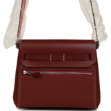 Hermes Herbag Zip 20 Mini Rouge H Toile Militaire Canvas and Vache Hunter Palladium Hardware - Thumbnail View 4