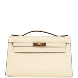 Hermes Kelly Pochette Nata Ostrich Boreal Gold Hardware - Thumbnail View 1