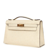 Hermes Kelly Pochette Nata Ostrich Boreal Gold Hardware - Thumbnail View 5