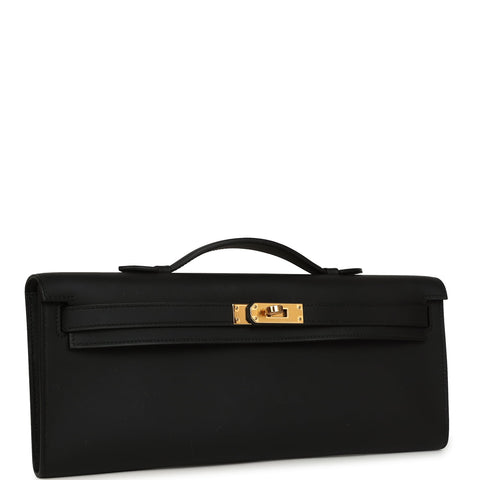 Hermes Kelly Cut Black Swift Gold Hardware