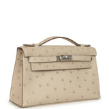 Hermes Kelly Pochette Craie Ostrich Palladium Hardware - Thumbnail View 2