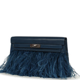 Hermes Kelly Elan Foile Deep Blue Chevre Chamkila and Ostrich Feathers Palladium Hardware - Thumbnail View 5