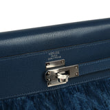 Hermes Kelly Elan Foile Deep Blue Chevre Chamkila and Ostrich Feathers Palladium Hardware - Thumbnail View 7