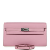 Hermes Kelly Wallet To Go Mauve Sylvestre Epsom Palladium Hardware - Thumbnail View 1