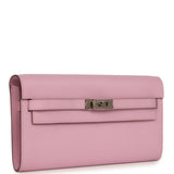 Hermes Kelly Wallet To Go Mauve Sylvestre Epsom Palladium Hardware - Thumbnail View 2