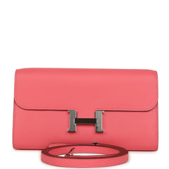 Hermes Constance Wallet To Go Rose Azalee Evercolor Palladium Hardware