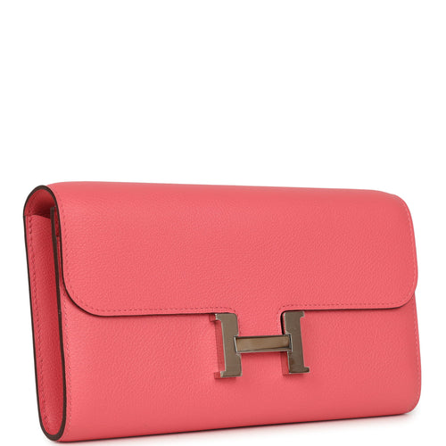 Hermes Constance Wallet To Go Rose Azalee Evercolor Palladium Hardware