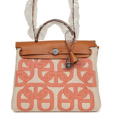 Hermes Herbag Zip PM 31 "Circuit 24" Ecru, Orange Toile H Plume and Natural Vache Hunter Palladium Hardware - Thumbnail View 1