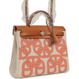 Hermes Herbag Zip PM 31 "Circuit 24" Ecru, Orange Toile H Plume and Natural Vache Hunter Palladium Hardware - Thumbnail View 2