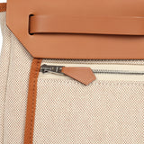 Hermes Herbag Zip PM 31 "Circuit 24" Ecru, Orange Toile H Plume and Natural Vache Hunter Palladium Hardware - Thumbnail View 10