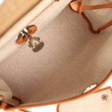 Hermes Herbag Zip PM 31 "Circuit 24" Ecru, Orange Toile H Plume and Natural Vache Hunter Palladium Hardware - Thumbnail View 11