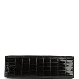 Pre-owned Hermes Kelly Pochette Black Shiny Porosus Crocodile Palladium Hardware - Thumbnail View 6