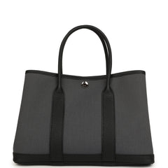 Hermes Garden Party 30 Ardoise Toile and Black Negonda Palladium Hardware