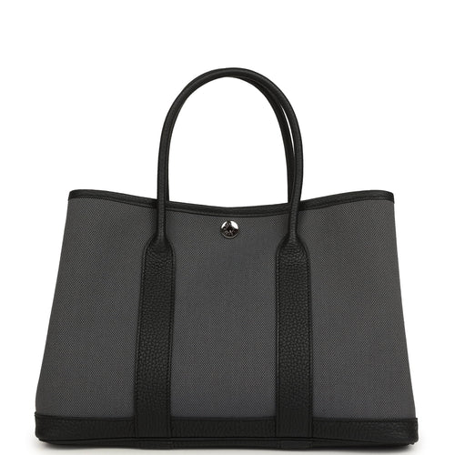 Hermes Garden Party 30 Ardoise Toile and Black Negonda Palladium Hardware
