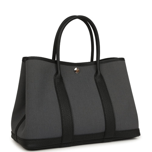 Hermes Garden Party 30 Ardoise Toile and Black Negonda Palladium Hardware