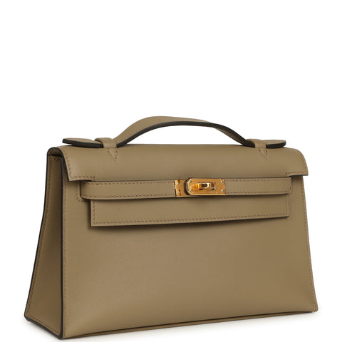 Hermes Kelly Pochette Beige Marfa Swift Gold Hardware