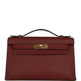Hermes Kelly Pochette Rouge H Swift Gold Hardware - Thumbnail View 1