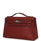 Hermes Kelly Pochette Rouge H Ostrich Palladium Hardware - Thumbnail View 5