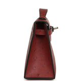 Hermes Kelly Pochette Rouge H Ostrich Palladium Hardware - Thumbnail View 3