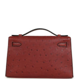 Hermes Kelly Pochette Rouge H Ostrich Palladium Hardware - Thumbnail View 4