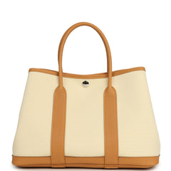 Hermes Garden Party 30 Beton Toile Militaire Canvas and Biscuit Negonda Palladium Hardware