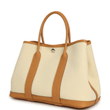 Hermes Garden Party 30 Beton Toile Militaire Canvas and Biscuit Negonda Palladium Hardware - Thumbnail View 5